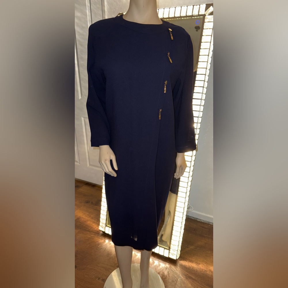 Jaeger Chic Long Sleeve Navy Dress